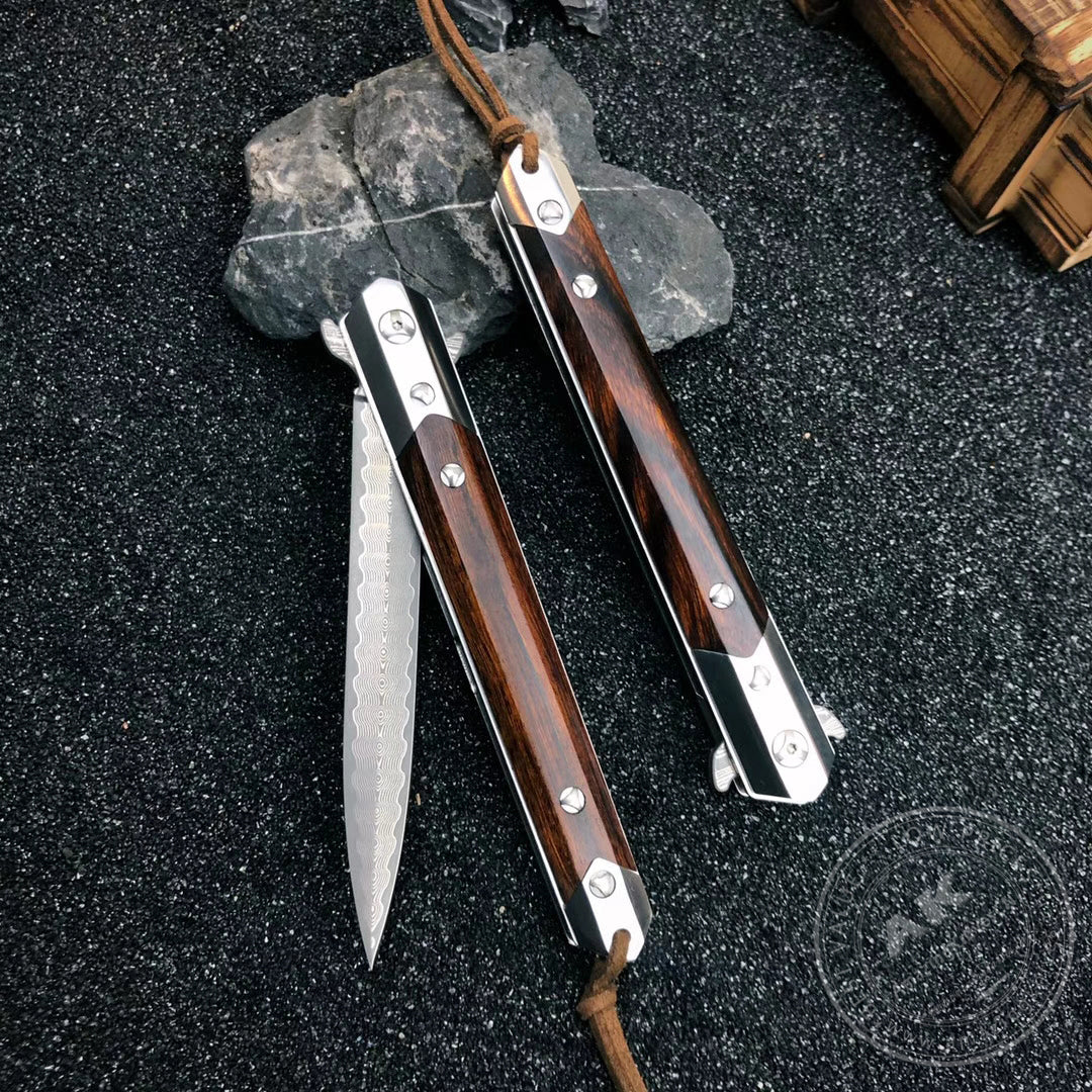 Vg10 Damascus Flipper Knife Folding Blade Tactical Knife Needle Point - AK-HT0590