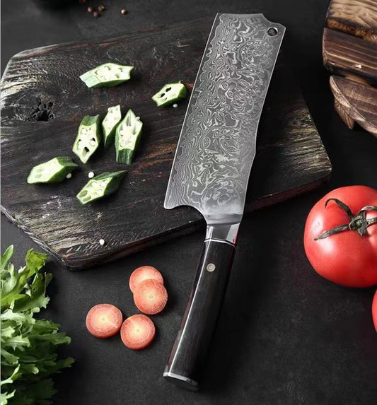 Japanese VG10 Damascus Steel Nakiri knife Kitchen Knives Ebony Wood - AK-DV0629