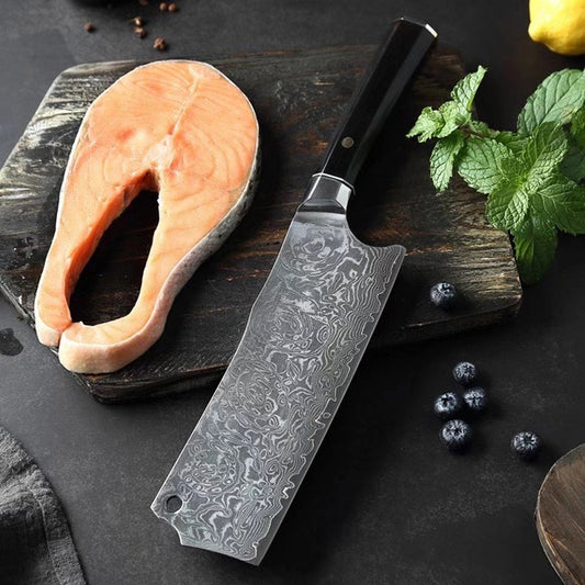 Japanese VG10 Damascus Steel Nakiri knife Kitchen Knives Ebony Wood - AK-DV0629