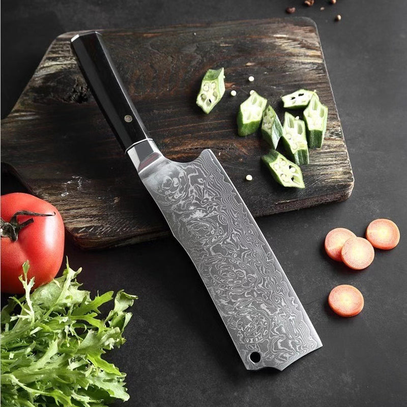 Japanese VG10 Damascus Steel Nakiri knife Kitchen Knives Ebony Wood - AK-DV0629