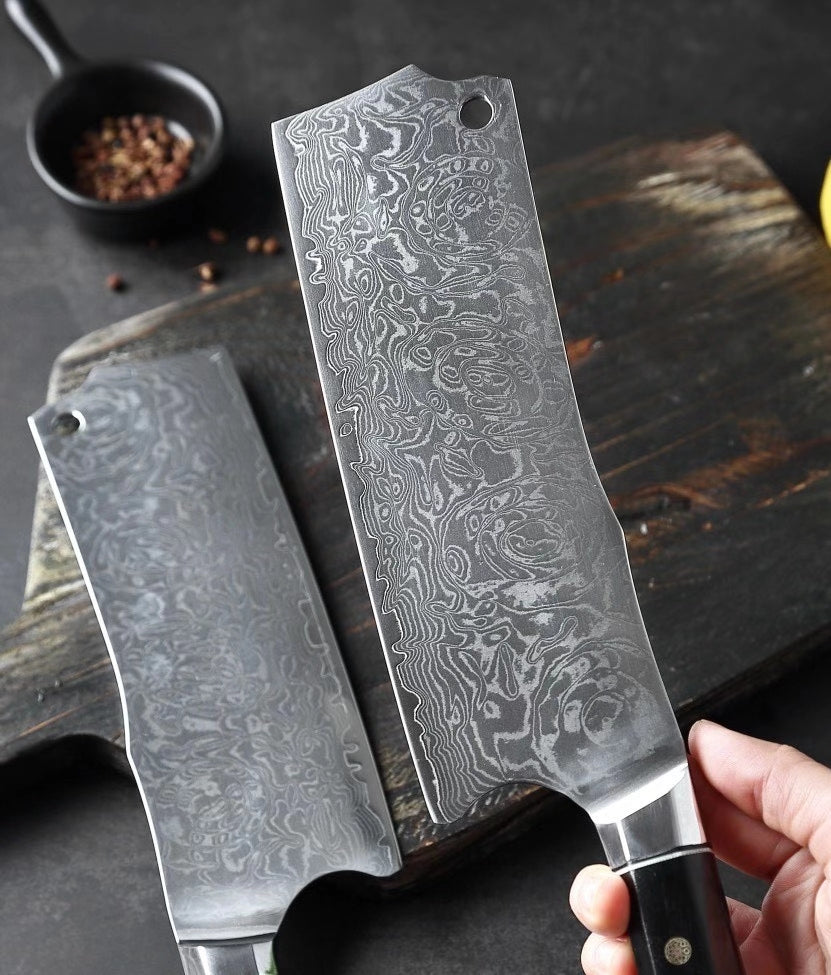 Japanese VG10 Damascus Steel Nakiri knife Kitchen Knives Ebony Wood - AK-DV0629