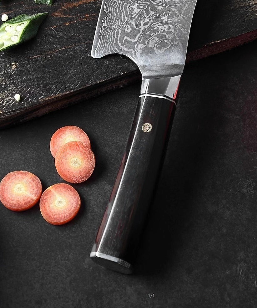 Japanese VG10 Damascus Steel Nakiri knife Kitchen Knives Ebony Wood - AK-DV0629