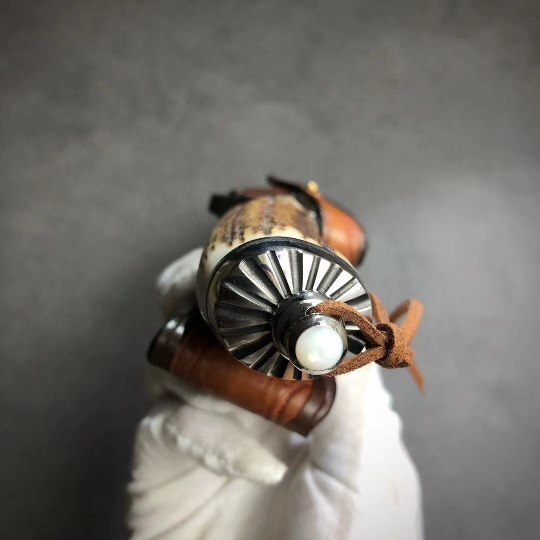 Damascus Survival Outdoor Camping Hunting Knife Fixed Blade Stag Antler Sheath - AK-HT0307