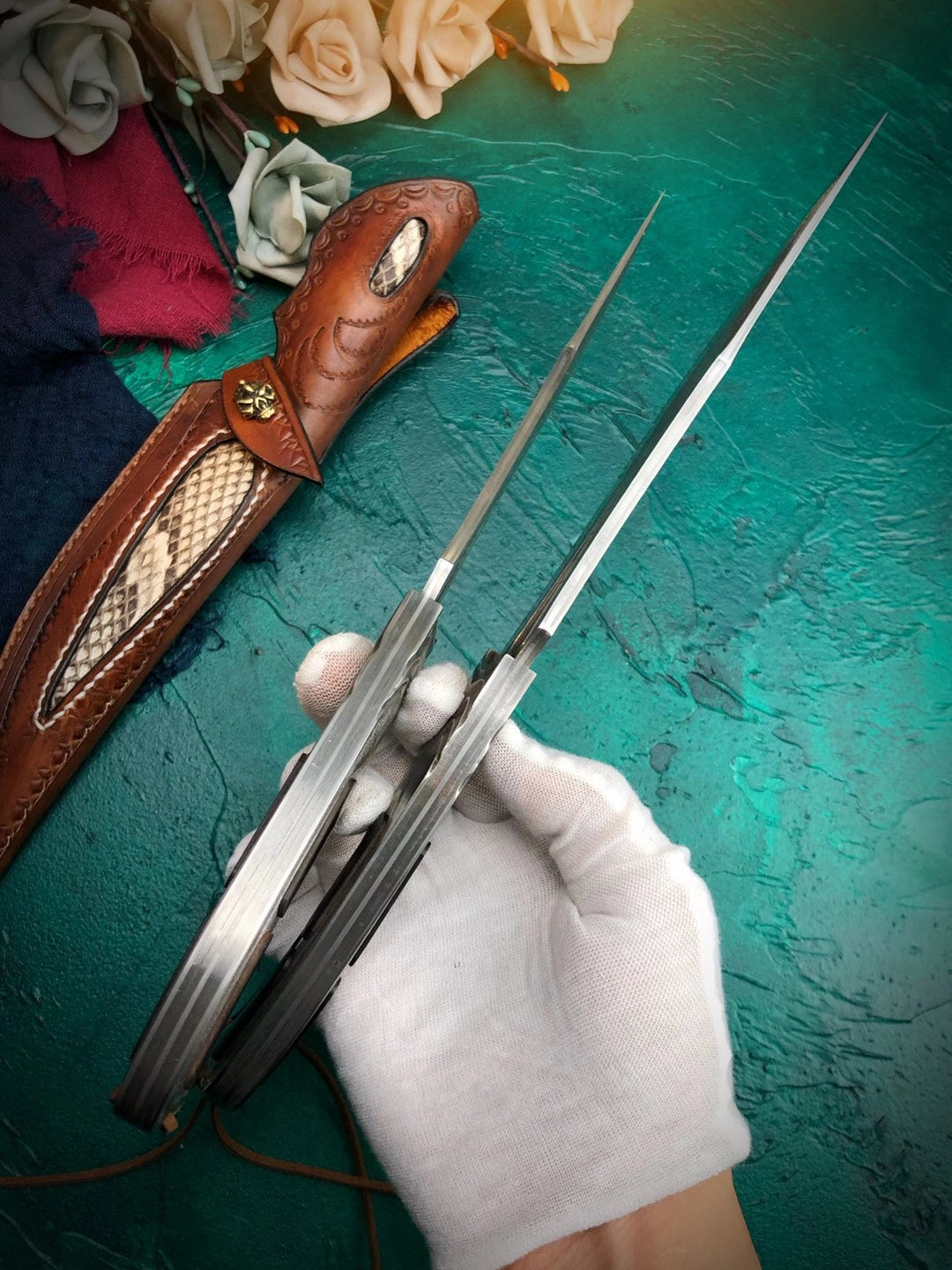 TACTICAL VG10 DAMASCUS FULL TANG FIXED BLADE HUNTING KNIFE- AK-HT0574