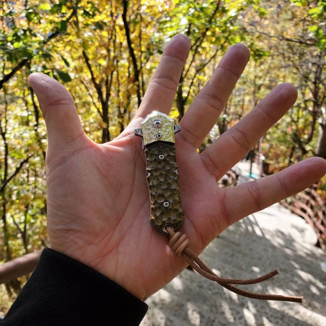 DAMASCUS FLIPPER FOLDING KNIFE DAGGER BONE HANDLE BALL BEARING - AK-HT0458