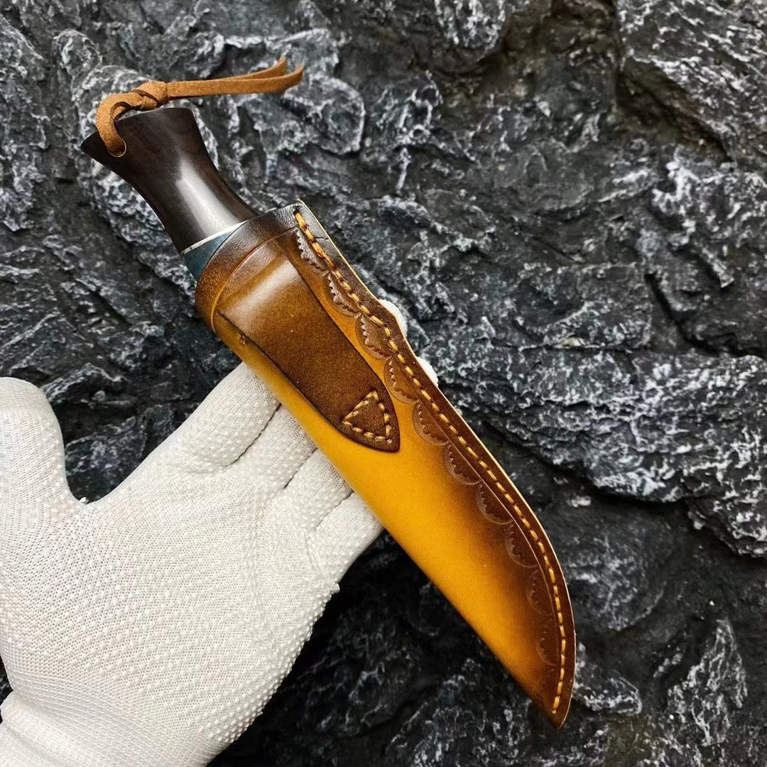 Damascus Survival Outdoor Camping Hunting Knife Fixed Blade w/ Sheath - AK-HT0394