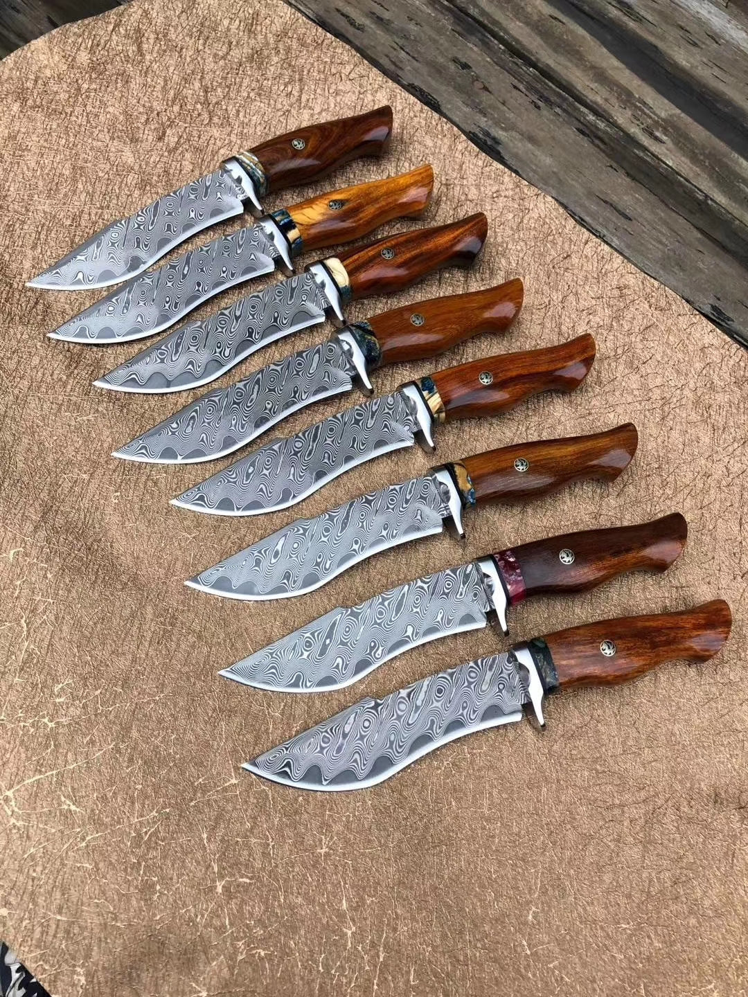 Handmade Damascus Hunting Knife Fixed Blade Rescue Survival Gear Tactical Bowie - AK-HT0516-B