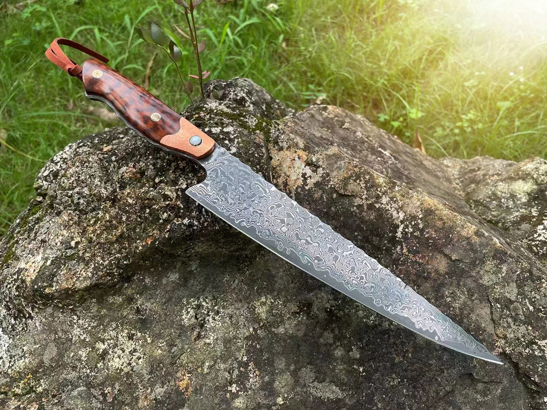 Japanese VG10 Damascus Steel Chef Knife Full Tang Kitchen Knife with Sheath - AK-DC0517