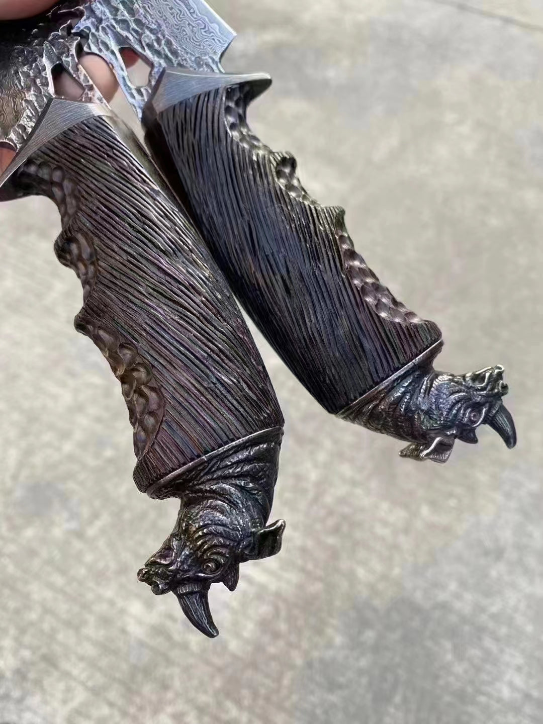 Damascus Fixed Blade VG10 Steel Hunting Knife Art Handcrafted Ebony Black Rhino -AK-HT0741