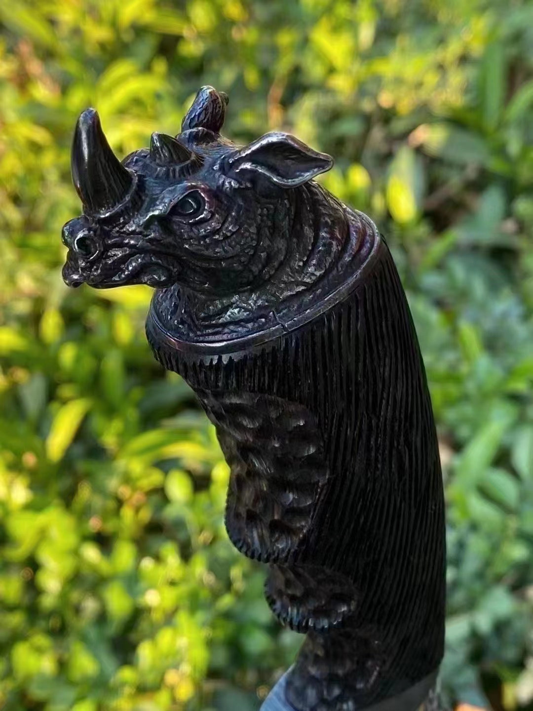 Damascus Fixed Blade VG10 Steel Hunting Knife Art Handcrafted Ebony Black Rhino -AK-HT0741