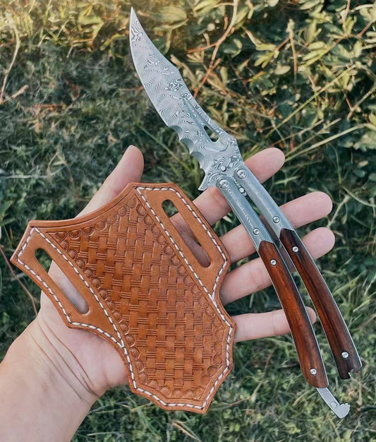 Collectible Vg10 Damascus Steel Folding Knife Survival Pocket Knife with Desert Ironwood Handle- AK-HT0756