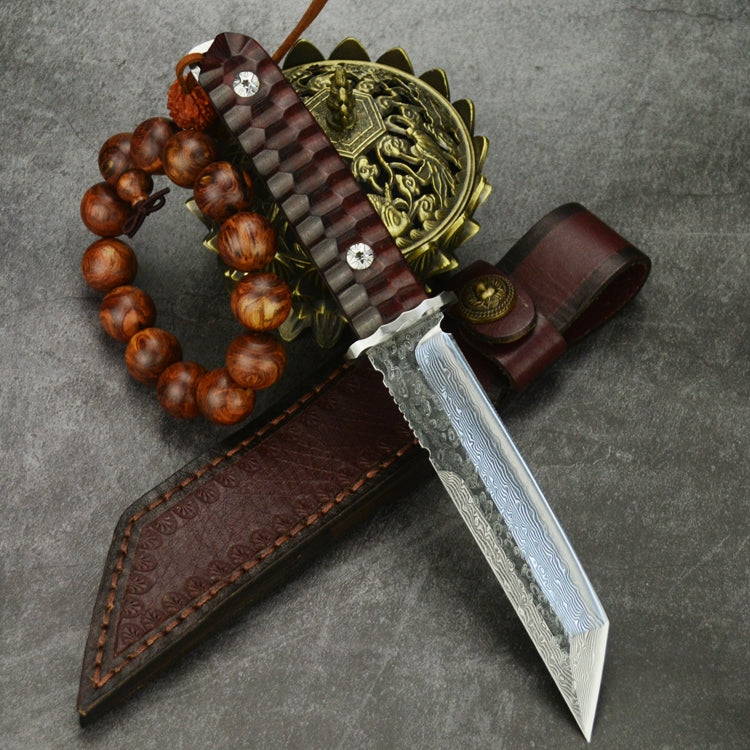 Japanese VG10 Damascus Hunting Knife Katana Knife Samurai Full Tang Sword Tanto - AK-HT0570