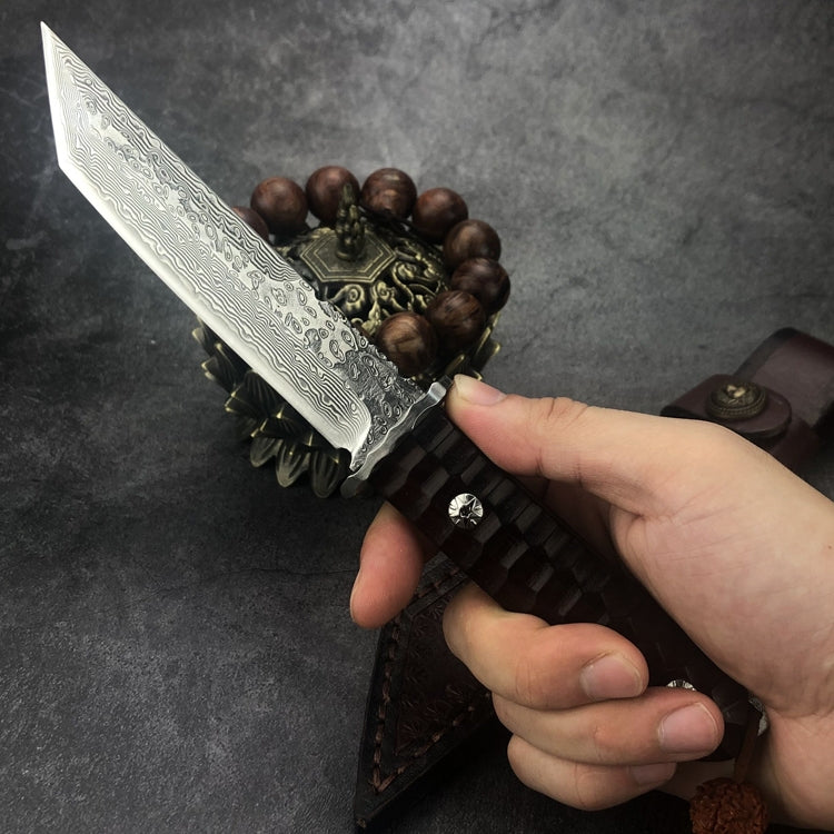 Japanese VG10 Damascus Hunting Knife Katana Knife Samurai Full Tang Sword Tanto - AK-HT0570