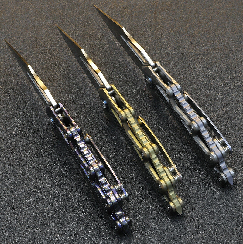 Tactical Karambit Knife Claw S35VN Blade Folding Knives Titanium Carbon Fiber - AK-HT0610