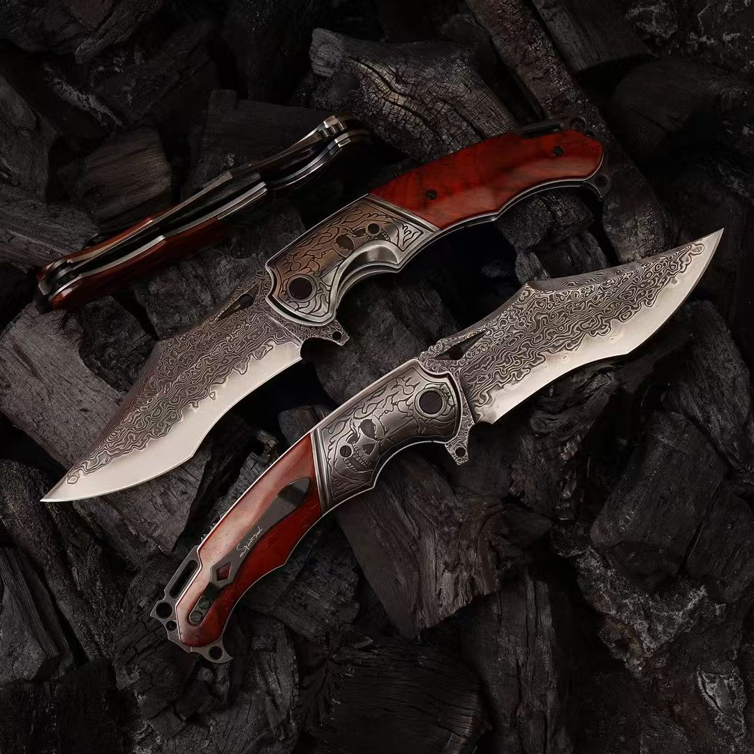 Giant Eagle Folding Knife – VG10 Damascus 67-Layer Steel, Handcrafted Rosewood Handle - AK-HT1033