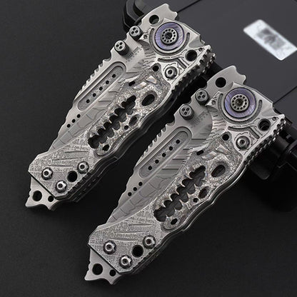 Heavy-Duty Handmade Tactical Folding Knife VG10 Steel Titanium Handle - AK-HT1022