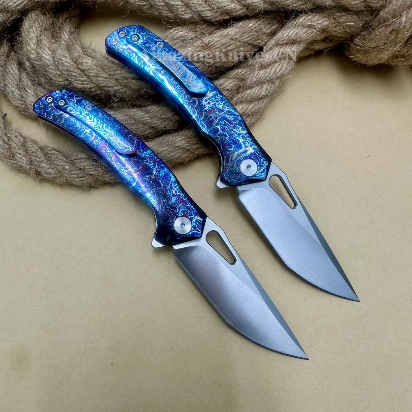 Premium M390 Blade Pocket Knife Tactical Folding Knife Titanium Handle - AK-HT1020