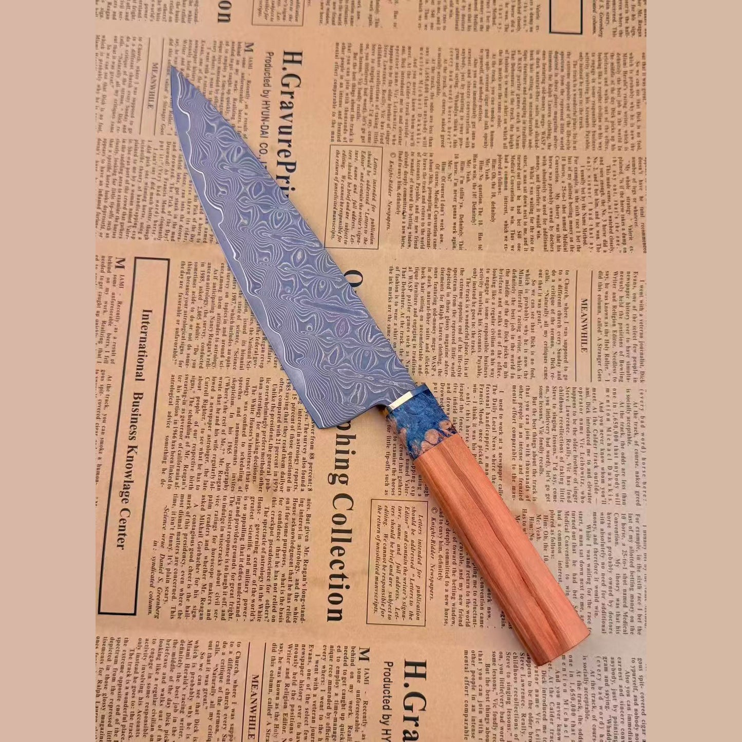 8-Inch Chef Knife Kiritsuke Powder Metallurgy VG10 Damascus Steel, Stabilized Olive Wood Handle - AK-DC1078