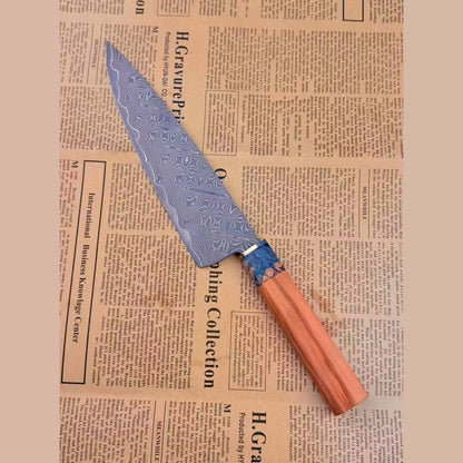 8-Inch Chef Knife Kiritsuke Powder Metallurgy VG10 Damascus Steel, Stabilized Olive Wood Handle - AK-DC1078