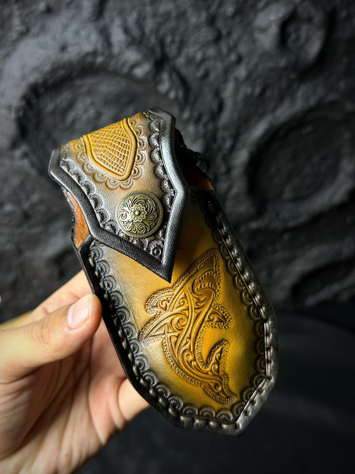 Hand-Forged 78-Layer Damascus Folding Knife – Stabilized Wood Handle - AK-HT0179