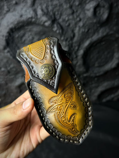Hand-Forged 78-Layer Damascus Folding Knife – Stabilized Wood Handle - AK-HT0179