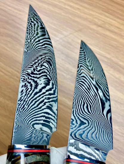 Handmade Damascus Steak Knife – Mammoth Molar Fossil Handle - AK-DC1068
