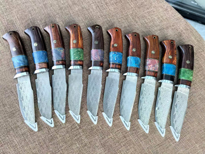 67-Layer Hand-Forged VG10 Damascus Bowie Knife  - AK-HT1053