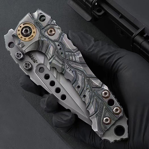 Handmade VG10 Steel Folding Knife Titanium Handle Heavy Duty - AK-HT1025