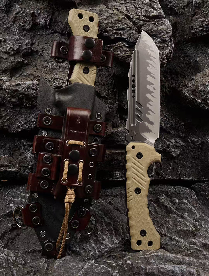 Heavy-Duty Outdoor Machete – Z-Wear & CTS-XHP Powder Steel, Full Tang, Kydex & Leather Sheath - AK-HT1035