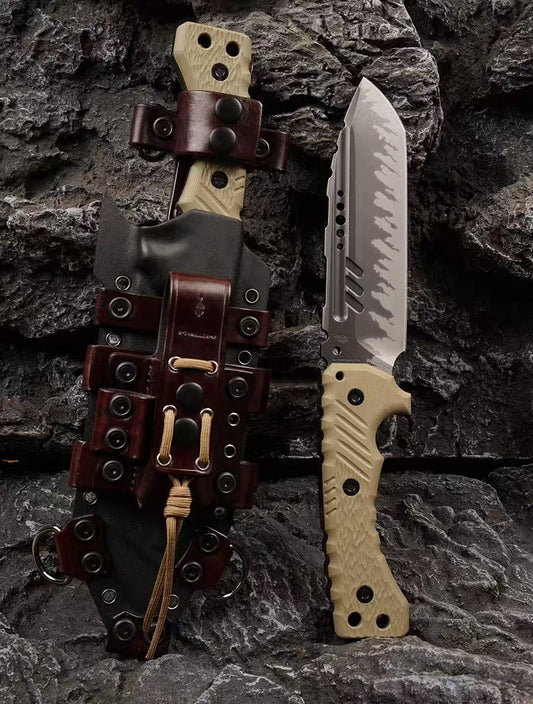 Heavy-Duty Outdoor Machete – Z-Wear & CTS-XHP Powder Steel, Full Tang, Kydex & Leather Sheath - AK-HT1035