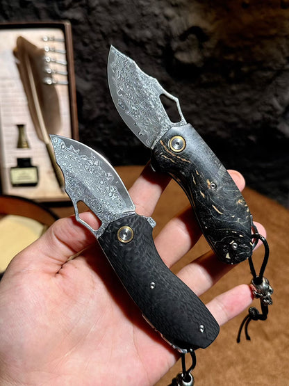 Premium Handcrafted 78-Layer Damascus Folding Knife – Ball Bearing Fast Opening - AK-HT0182