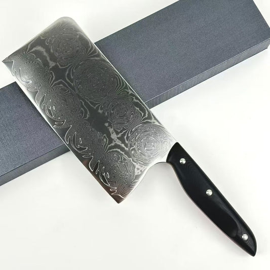 67-Layer Damascus Cleaver Knife – Full Tang, G10 Handle, Limited Stock - AK-DL1044