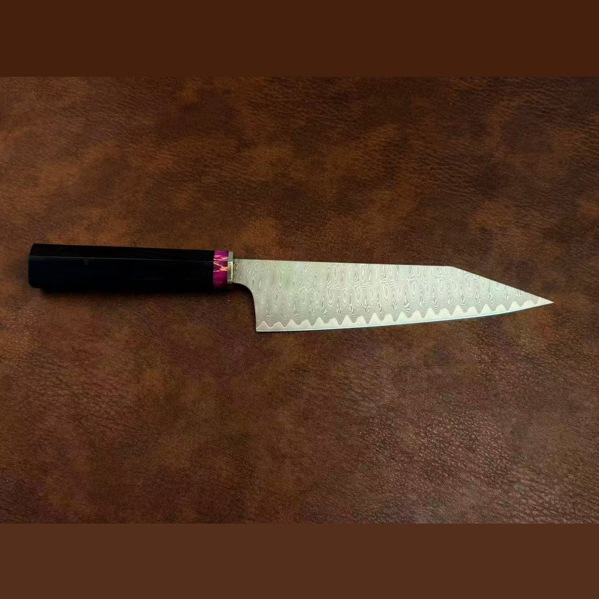 Powder Metallurgy VG10 Damascus Steel Kitchen Kiritsuke Knife Chef's Knife, Stabilized Ebony Wood Handle - AK-DC1077