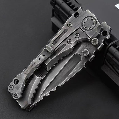 Heavy-Duty Handmade Tactical Folding Knife VG10 Steel Titanium Handle - AK-HT1021