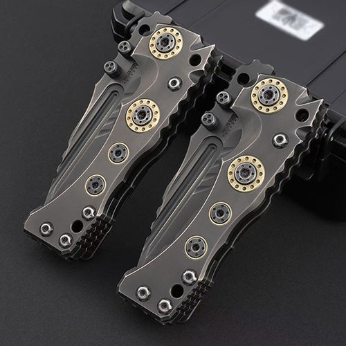 Heavy-Duty Handmade Tactical Folding Knife Z-Wear Powder Steel Titanium Handle - AK-HT1023