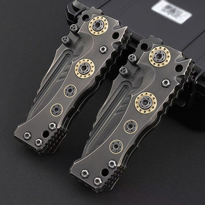 Heavy-Duty Handmade Tactical Folding Knife Z-Wear Powder Steel Titanium Handle - AK-HT1023