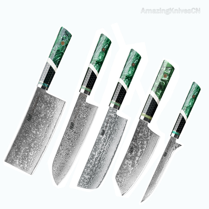 67-Layer Damascus Steel Kithcen Knife with Leather Case Amazing Quality - AK-DS0937