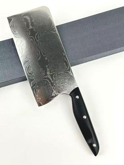 67-Layer Damascus Cleaver Knife – Full Tang, G10 Handle, Limited Stock - AK-DL1044