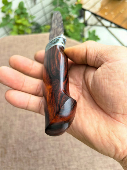 Blued Mosaic Damascus Fixed Blade Mammoth Molar Fossil & Desert Ironwood Edition - AK-HT1062