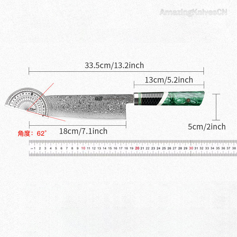 67-Layer Damascus Steel Kithcen Knife with Leather Case Amazing Quality - AK-DS0937