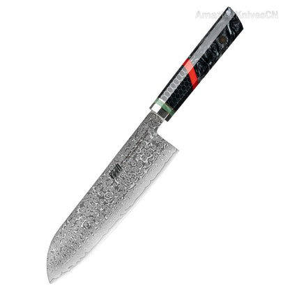 67-Layer Damascus Steel Kithcen Knife with Leather Case Amazing Quality - AK-DS0937