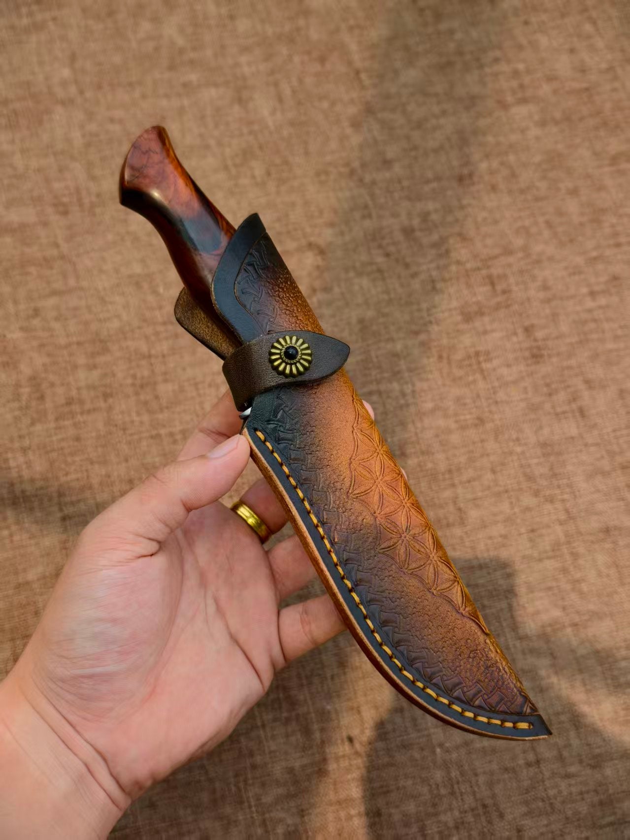 Handmade VG10 Damascus Hunting Knife Fixed Blade Rescue Survival Gear Tactical Bowie - AK-HT0516-B