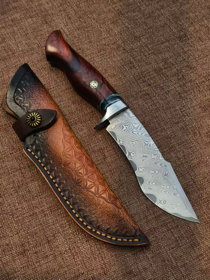 Handmade VG10 Damascus Hunting Knife Fixed Blade Rescue Survival Gear Tactical Bowie - AK-HT0516-B