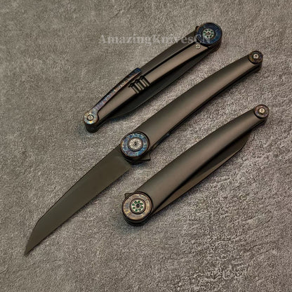 Japanese DC53 Steel Blade Pocket Knife Full Titanium Handle - AK-HT1014