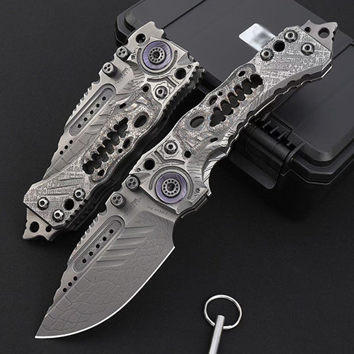 Heavy-Duty Handmade Tactical Folding Knife VG10 Steel Titanium Handle - AK-HT1022