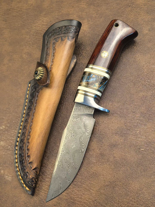 Handcrafted Damascus Steel Bowie Knife - AK-HT1054