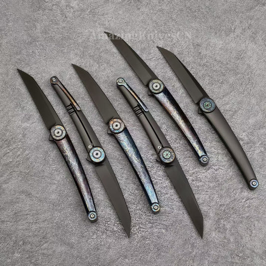 Japanese DC53 Steel Blade Pocket Knife Full Titanium Handle - AK-HT1014