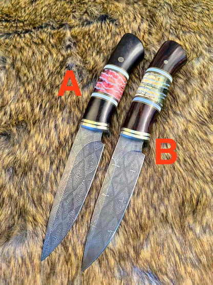 Top Tier Collectible Knife Luxury Handforged Damacus Steel Fixed Blade Knife with Leather Sheath - AK-HT1001