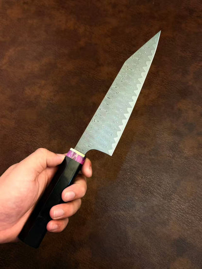 Powder Metallurgy VG10 Damascus Steel Kitchen Kiritsuke Knife Chef's Knife, Stabilized Ebony Wood Handle - AK-DC1077