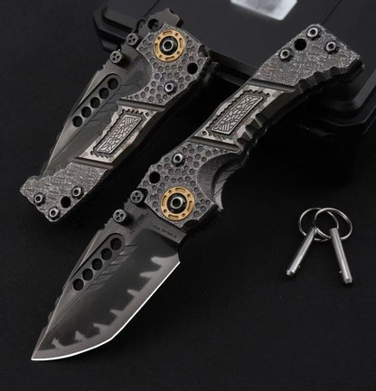 Handmade Z-Wear Ultra Heavy-Duty Folding Knife – Labyrinth Inspired Design - AK-HT1040